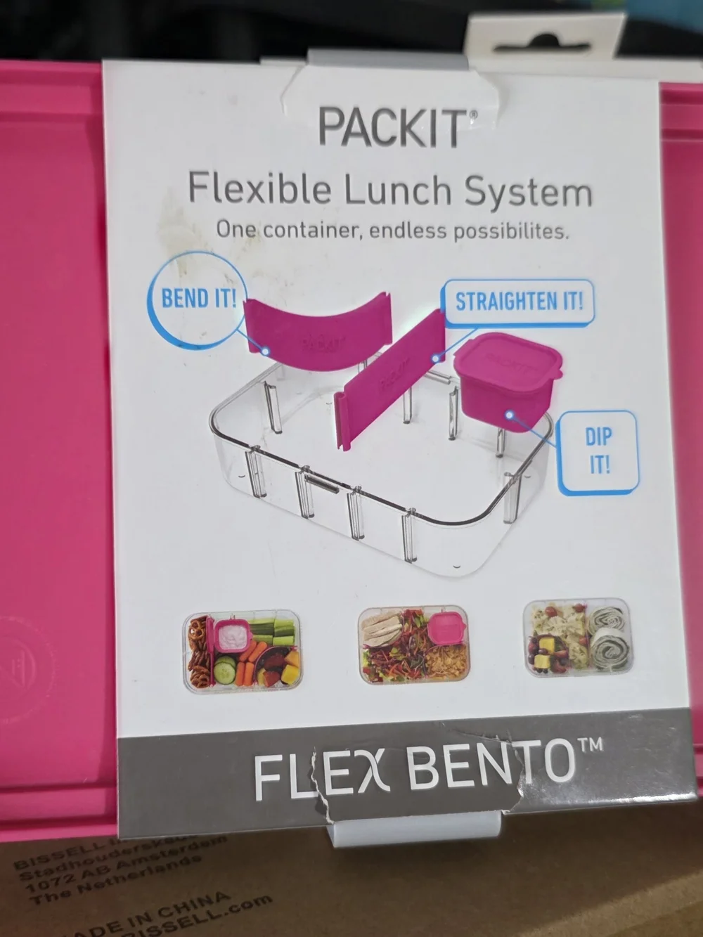 Flexible Lunch System - Teal Pink And Gray Bento Food Container